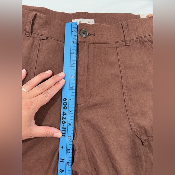 🌟🌟Sincerely Jules Women’s Linen Blend Casual Cargo Flare Pants - Brown 🌟🌟 - Picture 9 of 14